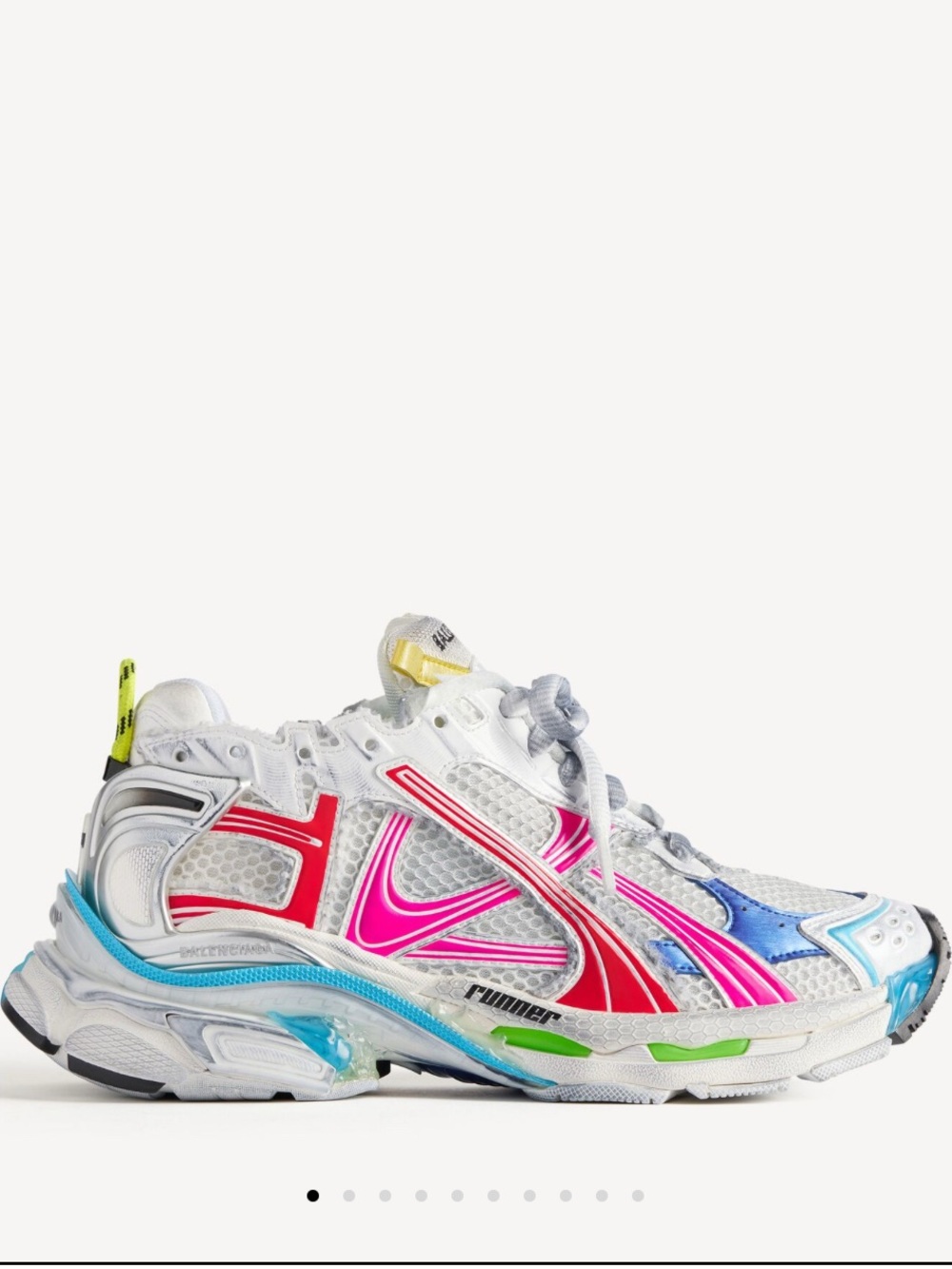 Balenciaga White Sneakers with Pink, Red, Blue & Green Accents